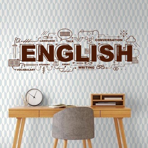 Текстова вінілова наклейка English (наклейки на англійській мові самоклеюча оракал) матова 1100х390 мм