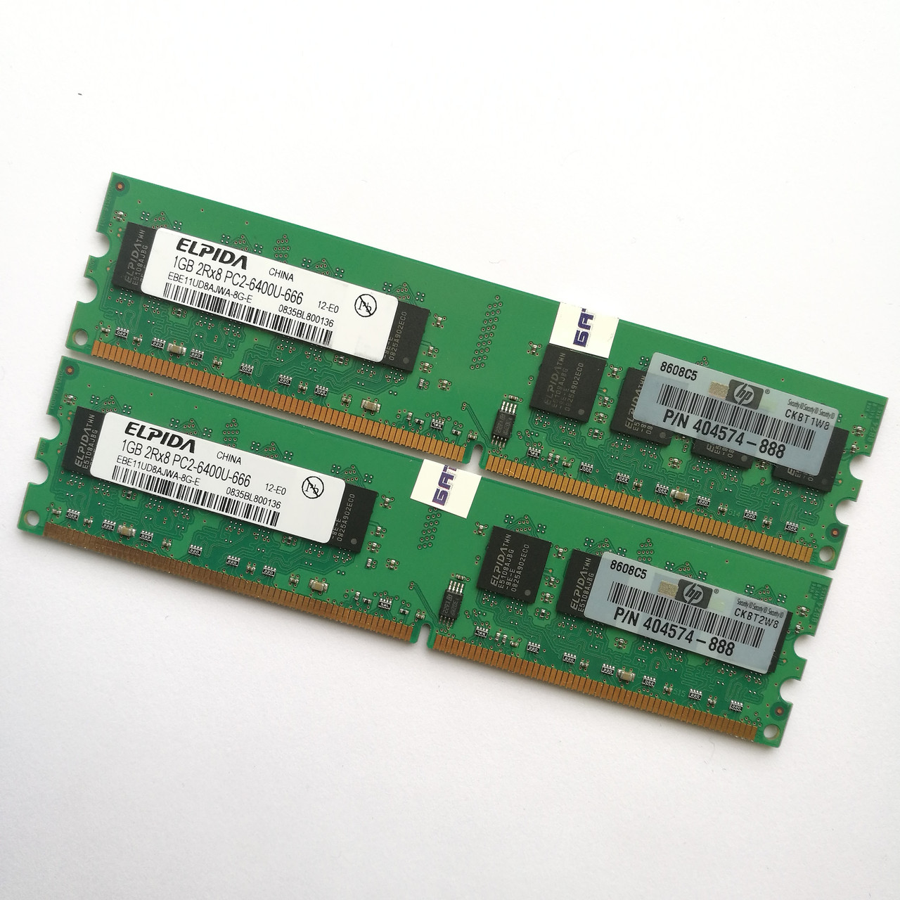 Комплект оперативной памяти Elpida DDR2 2Gb (1Gb+1Gb) 800MHz PC2 6400U CL6 (EBE11UD8AJWA-8G-E) Б/У