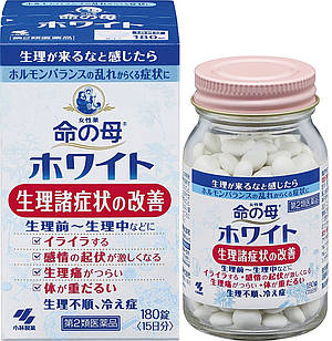 Kobayashi Inochi No Haha White, Мати Життя біла, гормональний баланс, від 20 років, 180 таблеток на 15 днів. До 12/2027