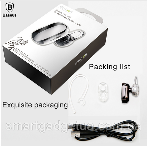Оригинальная Беспроводная Bluetooth гарнитура наушник Baseus Encok A02 Mini для телефона - фото 4 - id-p866307453