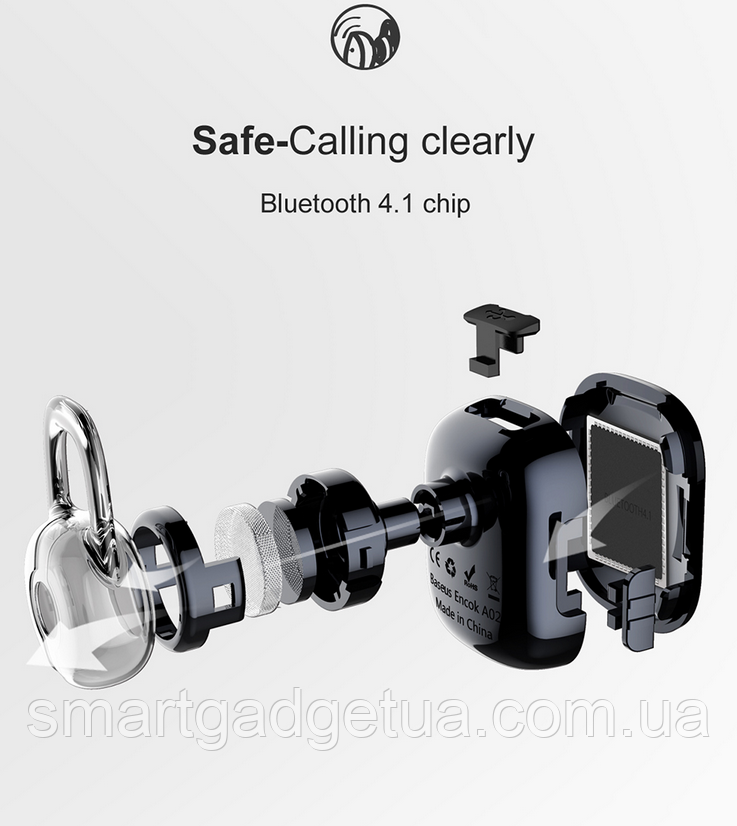 Оригинальная Беспроводная Bluetooth гарнитура наушник Baseus Encok A02 Mini для телефона - фото 6 - id-p866307453