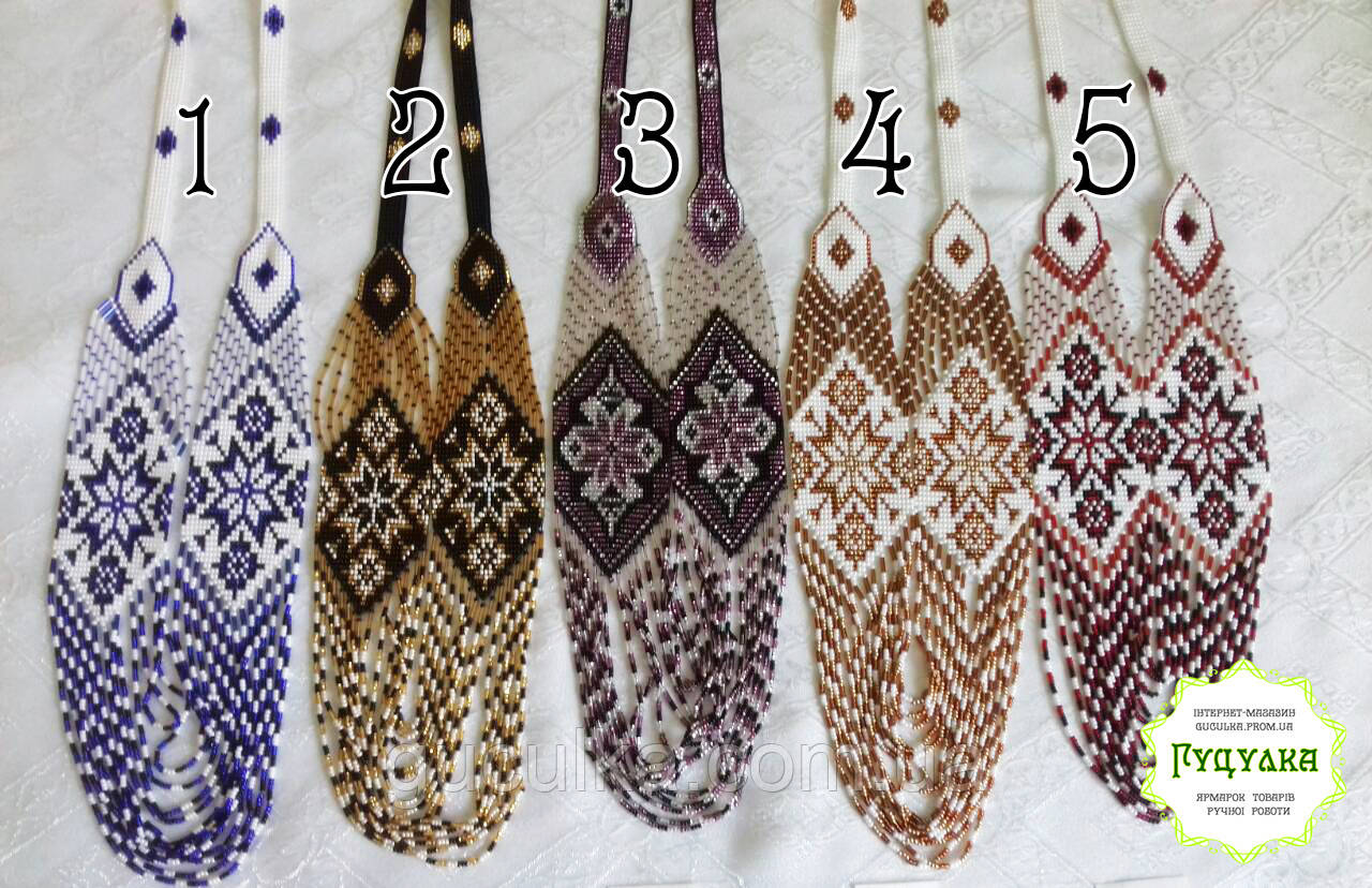 Намисто з бісеру святкове "Орнамент" ручної роботи, фото 1