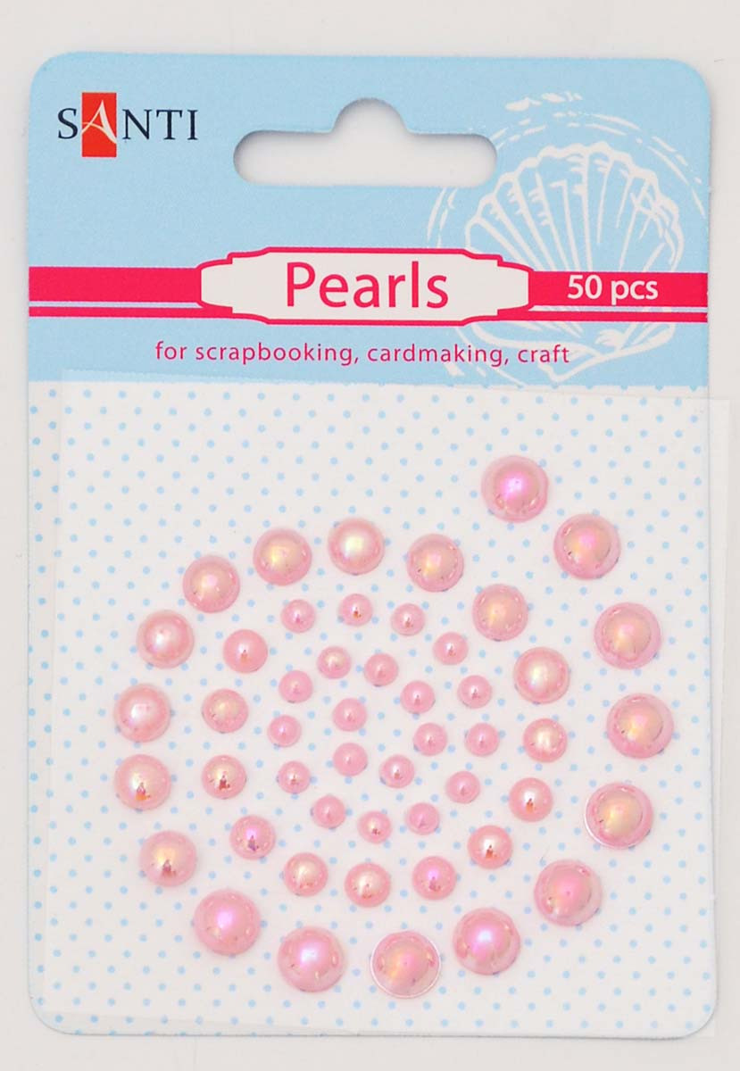 Набір перлин самоклейних світло-рожевих райдужних, 50 шт. 	 952650