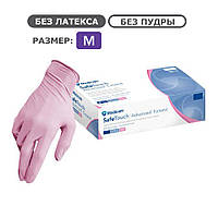 Рукавички нітрилові рожеві, розмір M, без пудри, нестерильні 50 пар в уп., SAFETOUCH EXTEND PINK Medicom