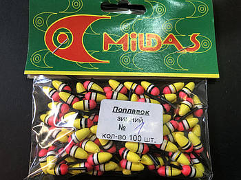 Поплавок зимовий Mildas #1 жовтий (100шт)
