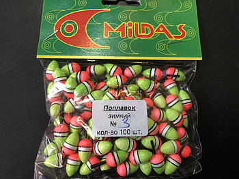 Поплавок зимний Mildas #3 салатовий (100шт)