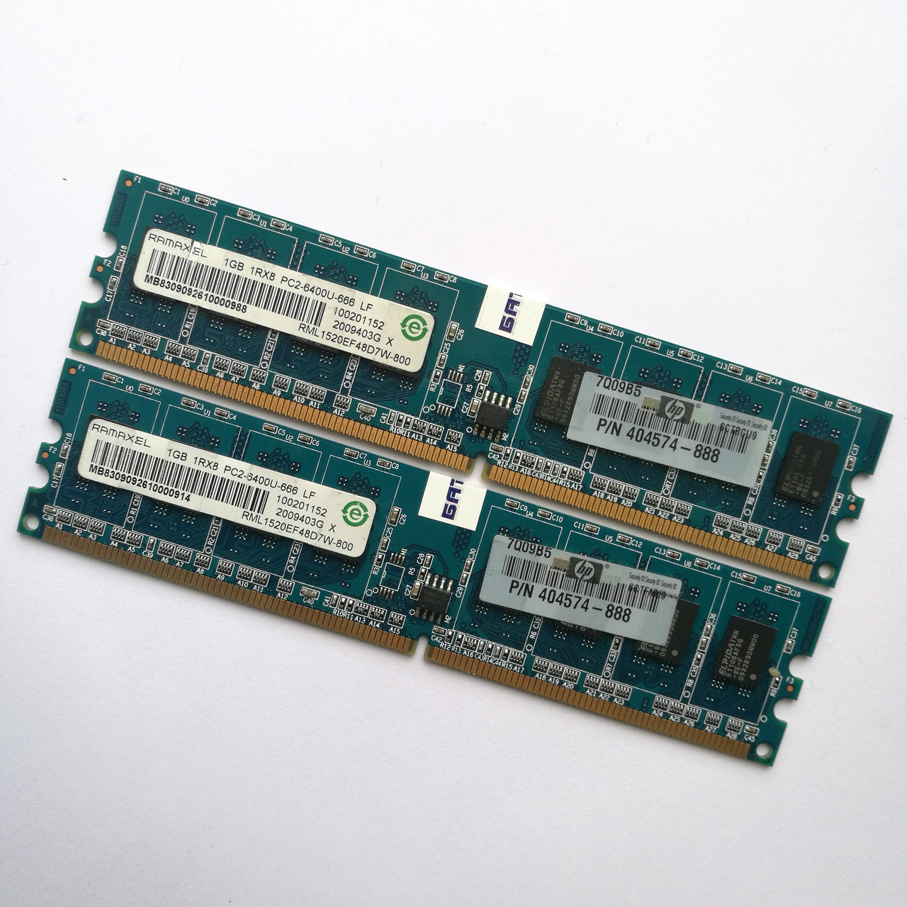Комплект оперативной памяти Ramaxel DDR2 2Gb (1Gb+1Gb) 800MHz PC2 6400U CL6 (RML1520EF48D7W-800) Б/У, фото 1