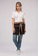 Фартух Atteks для офіціанта/кухаря/кінцевий, короткий 50 см коричневий із бежевим 00213