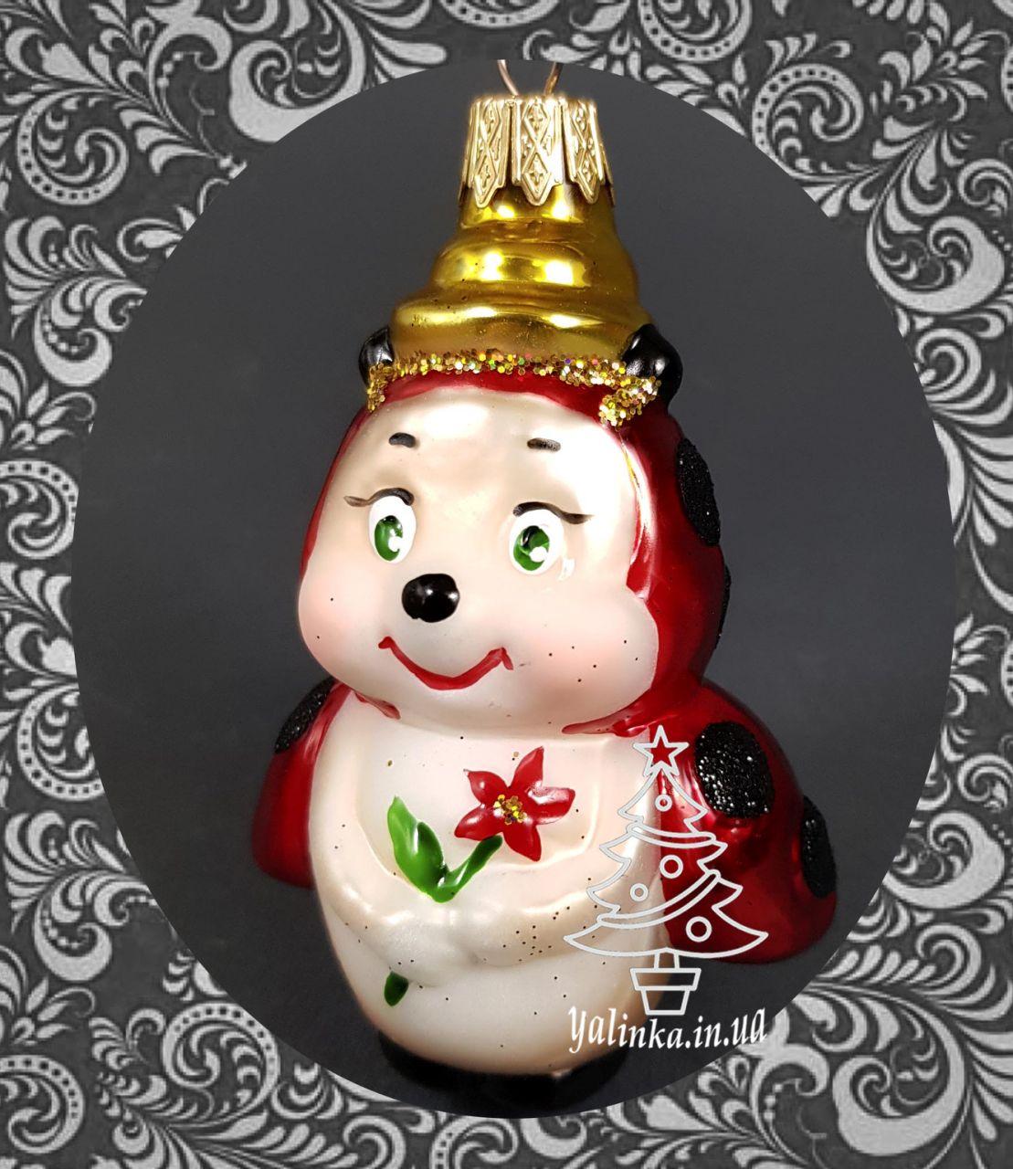 Скляна ялинкова іграшка Сонечко з квіточкою 295/с