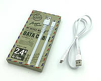 Дата кабель Remax RC-116m Armor Series Data Cable 2.4A micro USB White