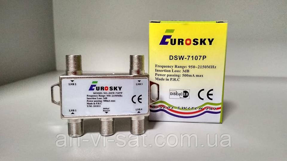 Комутатор DiSEqC Eurosky DSW-7107P 4Х1