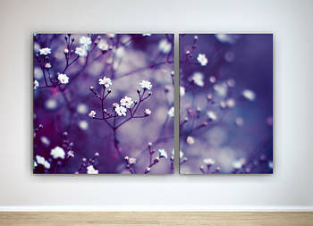 Модульна картина Фіолетові Квіти Фотодрук на полотні Загальний габарит 100х60см