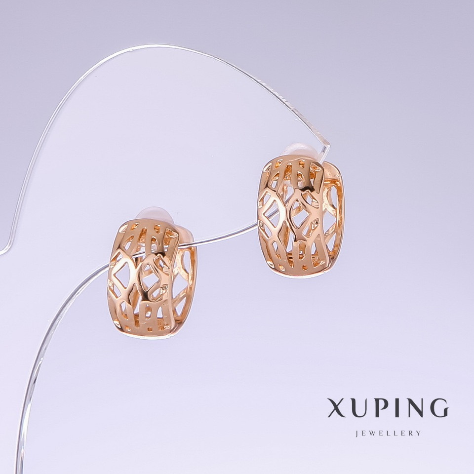 Сережки Xuping L-14мм s-8мм позолота 18к