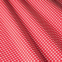 Ткань хлопковая для штор, подушек, покрывал в клетку красного цвета тефлон