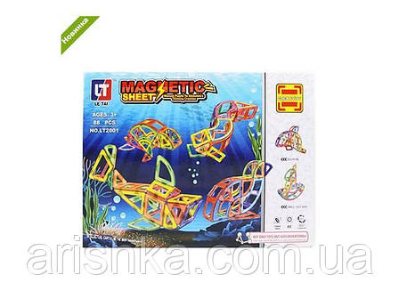 Магнітний конструктор Magnetic sheet 2001 "Підводний світ", 88 дітей., фото 3