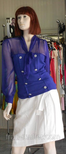 Синя блуза з шифоновою рукавом Leo Guy, фото 1