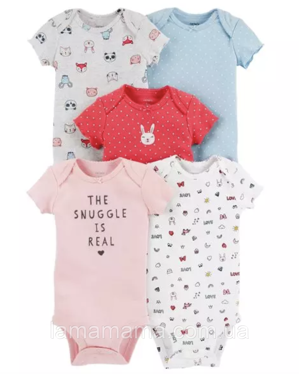 Набір з 5-ти боді з коротким рукавом Зайчик Картерс, фото 1