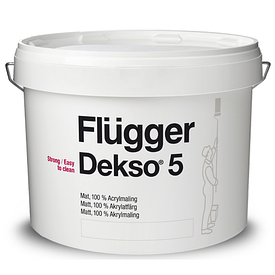 Фарба інтер'єрна особливо міцна матова гіпоалергенна Dekso 5 Flugger база 1 9,1 л