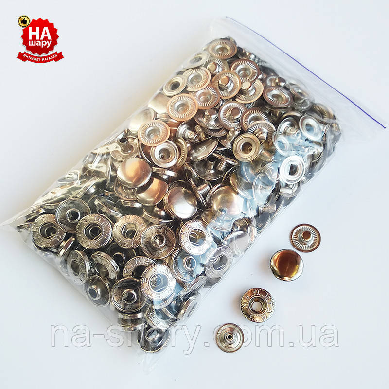 Кнопки для одежды Alfa 15мм. Кнопки для курток, Серебро (100шт ...