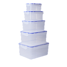 Набор контейнеров для пищевых продуктов с зажимом прямоугольных "5 в 1"