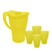 Набір посуду для подачі і розливу напоїв: Глечик з кришкою і стакани Жовтий