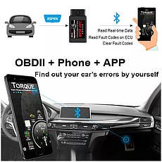 Діагностичний автосканер Ancel OBD2 ELM327 v1.5 Bluetooth для Android PIC18F25K80 Black, фото 2