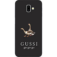 Антибрендовый силіконовий чохол для Samsung Galaxy J6 Plus 2018 з картинкою Gussi go go на чорному тлі