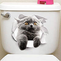 Наклейка стикер WC кот на унитаз,дверь 24см*23см
