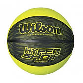 М'яч баскетбольний гумовий для вулиці та зали Wilson Hyper shot blackl/lime розмір 6