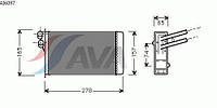 Радиатор печки (отопителя) Audi 80, Ауди 80, Шкода, Фольксваген (пр-во AVA QUALITY COOLING AI6097)