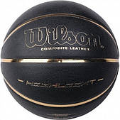 М'яч баскетбольна композитна шкіра для гри в залі Wilson Hightlight BLGO розмір 7, колір чорний