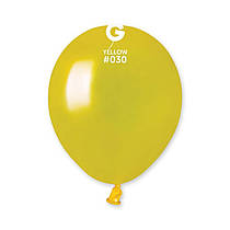 Латексні повітряні кульки 5" металік 30 жовтий, Gemar