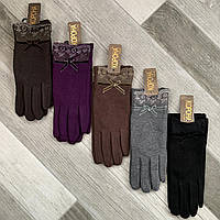 Перчатки женские кашемир на меху Корона, ассорти, размеры М,L, 770101