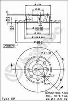 Тормозной диск передний Опель Аскона C/ Астра F/ Астра F CLASSIC/ CORSA A TR/ CORSA A (пр-во BREMBO