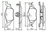 Тормозные колодки передние Opel Astra G, опель астра g (пр-во BOSCH 0986424456)