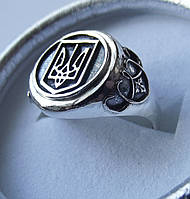 Кольцо мужское серебряное Герб Украины
