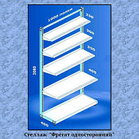 Торговый стеллаж Фрегат односторонний используется как напольное торговое оборудование