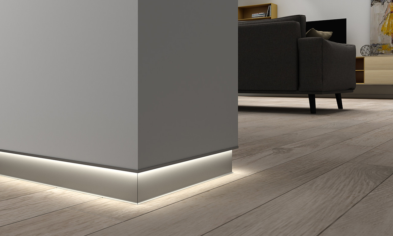 Напольный алюминиевый плинтус с LED подсветкой Braz Line анодированный ...