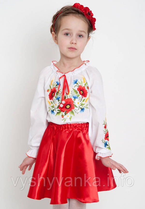 дитяча блузка з вишитими маками купити київ