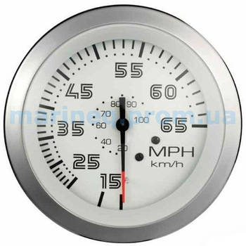 Спідометр без датчика, білий циферблат/ободок неіржавка сталь, 0-65 миль/год.