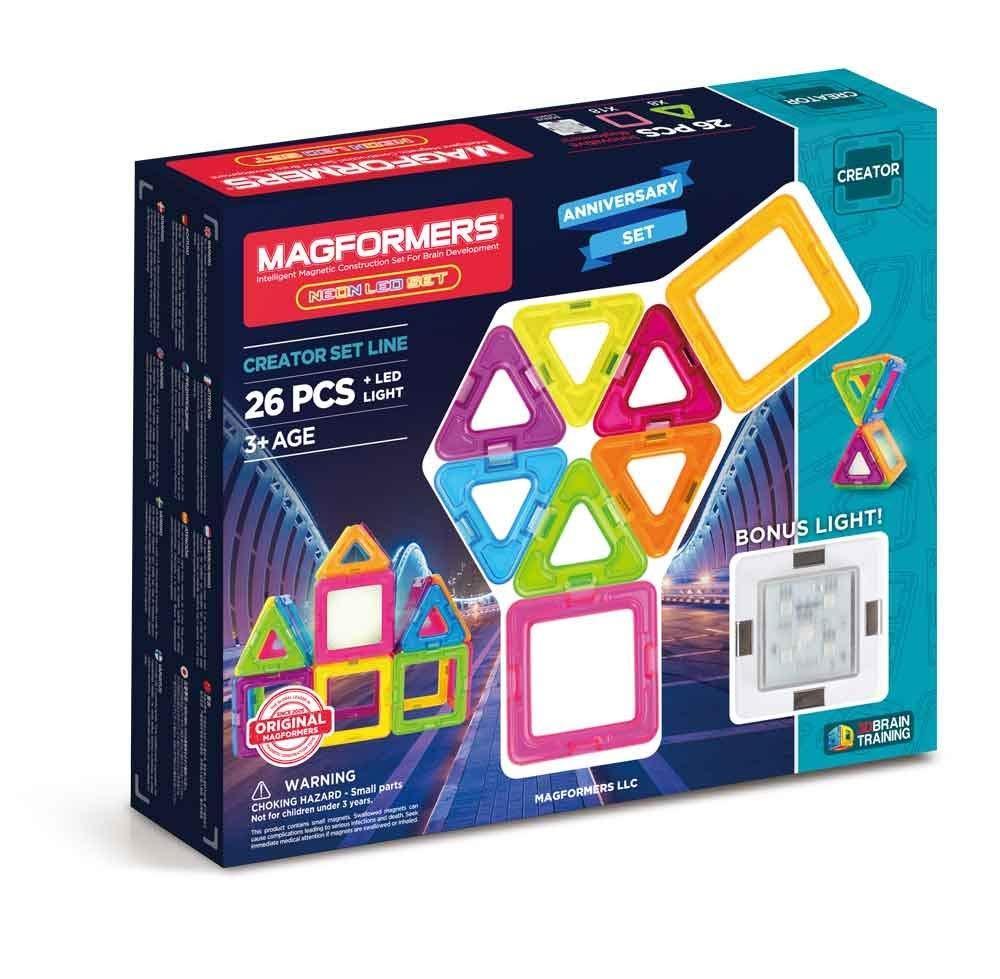 Magformers Neon LED Магнітний конструктор Магформерс 26 деталей з светящим елементом (63304)