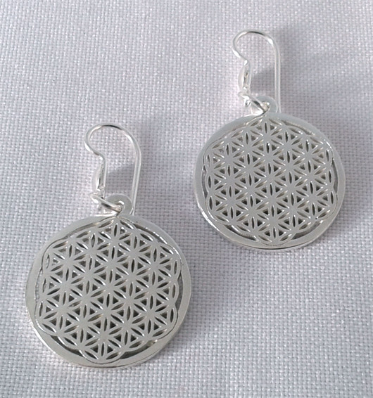 "Квітка життя" сережки на гачках зі срібла 925-ї проби, фото 1