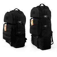 Тактический туристический супер-крепкий рюкзак трансформер 40-60 литров чёрный Кордура 500 ден 5.15.b
