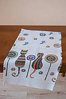 Рушник лляний великий "Кішка" 75х40 см.