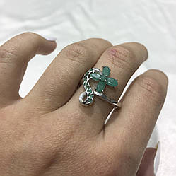 Срібне кільце з натуральним смарагдом 18p