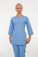 Медицинский женский костюм батистовый голубой