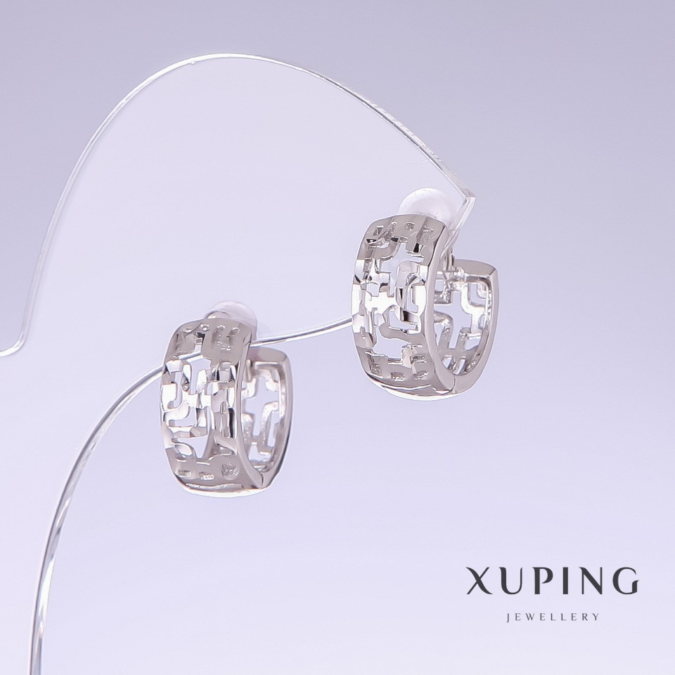 Знижка! Сережки Xuping L-14мм s-6,5мм родій