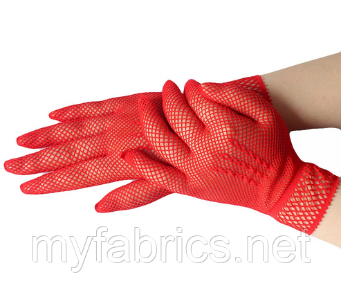 Мереживні рукавички червоні короткі