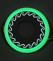LED светильник 6+3w "Завитки" c зелёной подсветкой / LM539 LED панель Lemanso