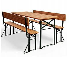 Пивний стіл із лавками та спинкою 170 х 70 см